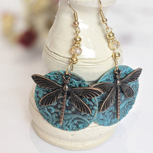 Load image into Gallery viewer, Dragonfly bronze earrings
