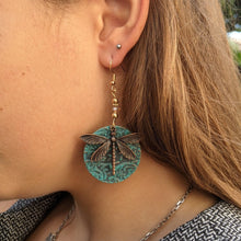 Load image into Gallery viewer, Dragonfly bronze earrings
