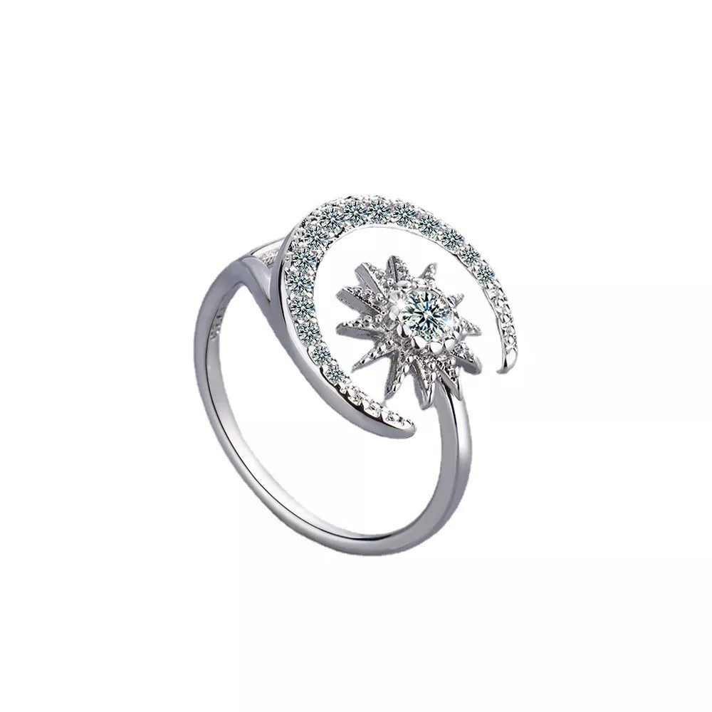 Agata moon star ring