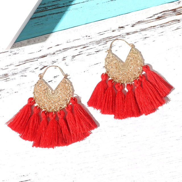 Zahra big tassel earrings