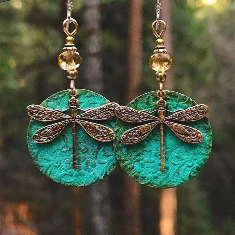 Dragonfly bronze earrings