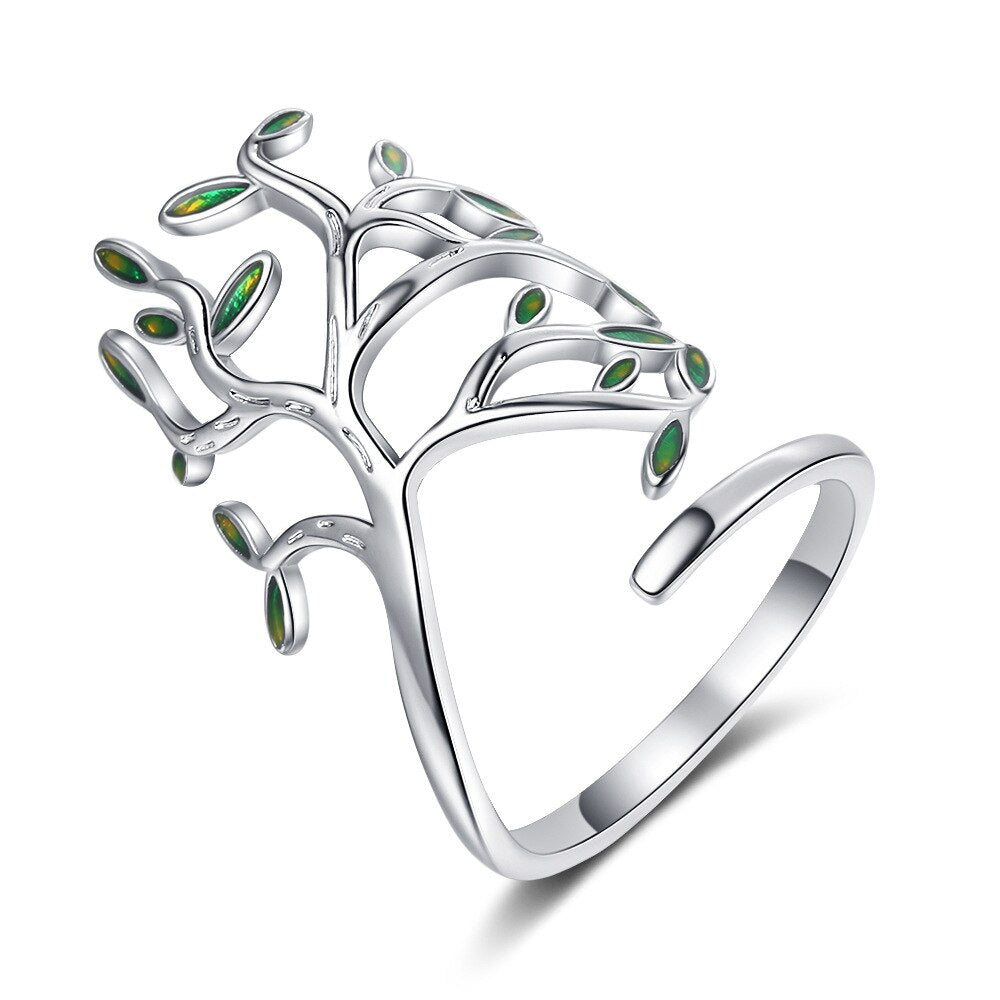 Valeryia green leaves ring